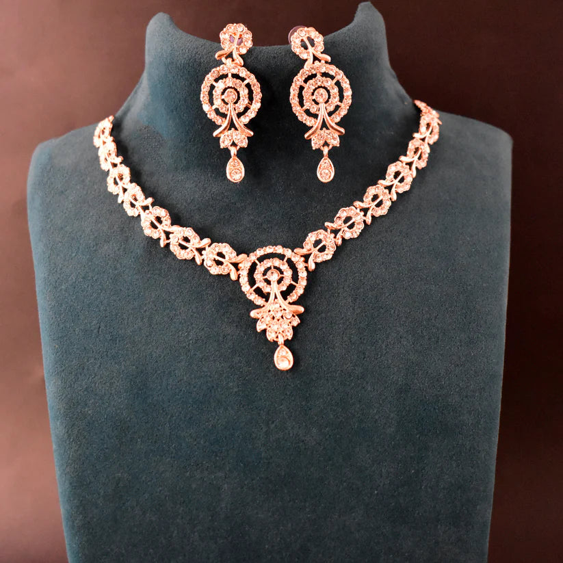 White Diamond Necklace With Earring Set