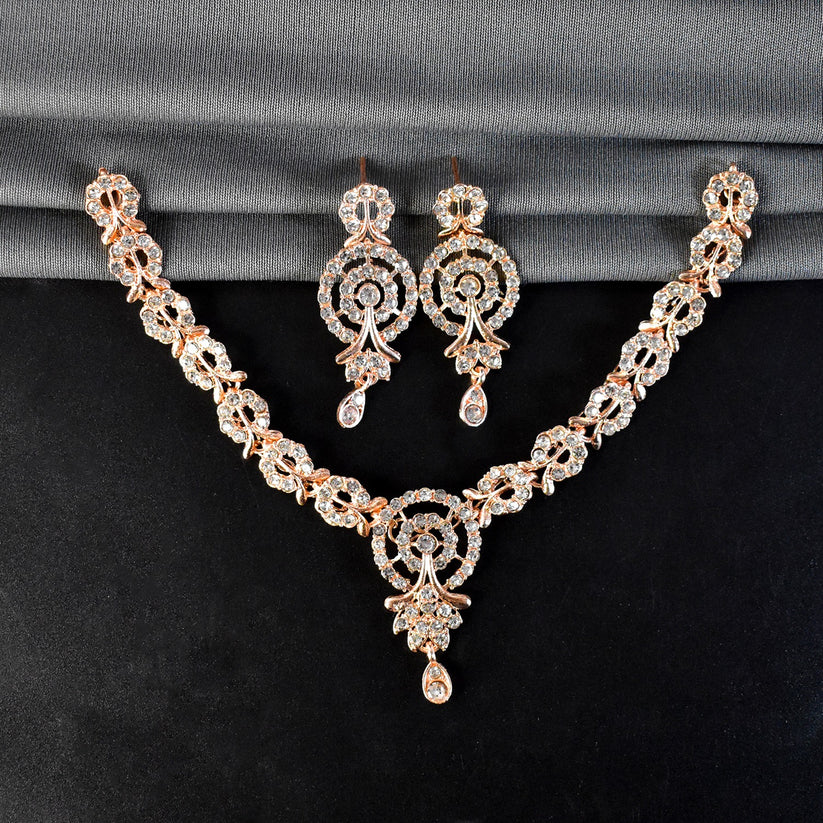 White Diamond Necklace With Earring Set