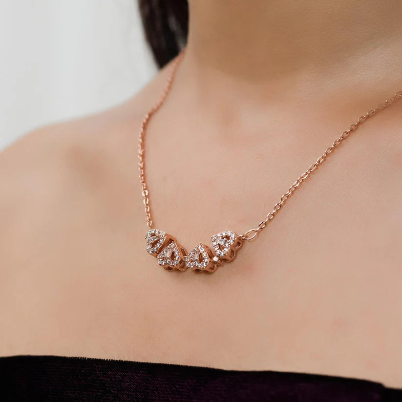 Stylish Rose Gold Plated Four Heart Pendant Gold-Plated, Copper Cubic Zirconia Brass, Copper Pendant