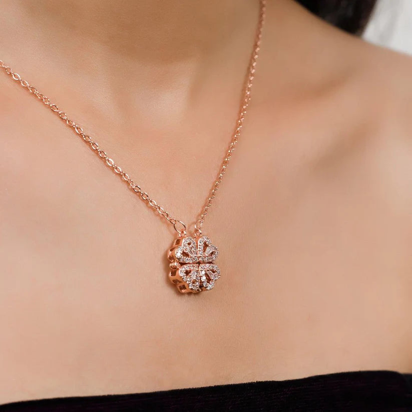 Stylish Rose Gold Plated Four Heart Pendant Gold-Plated, Copper Cubic Zirconia Brass, Copper Pendant
