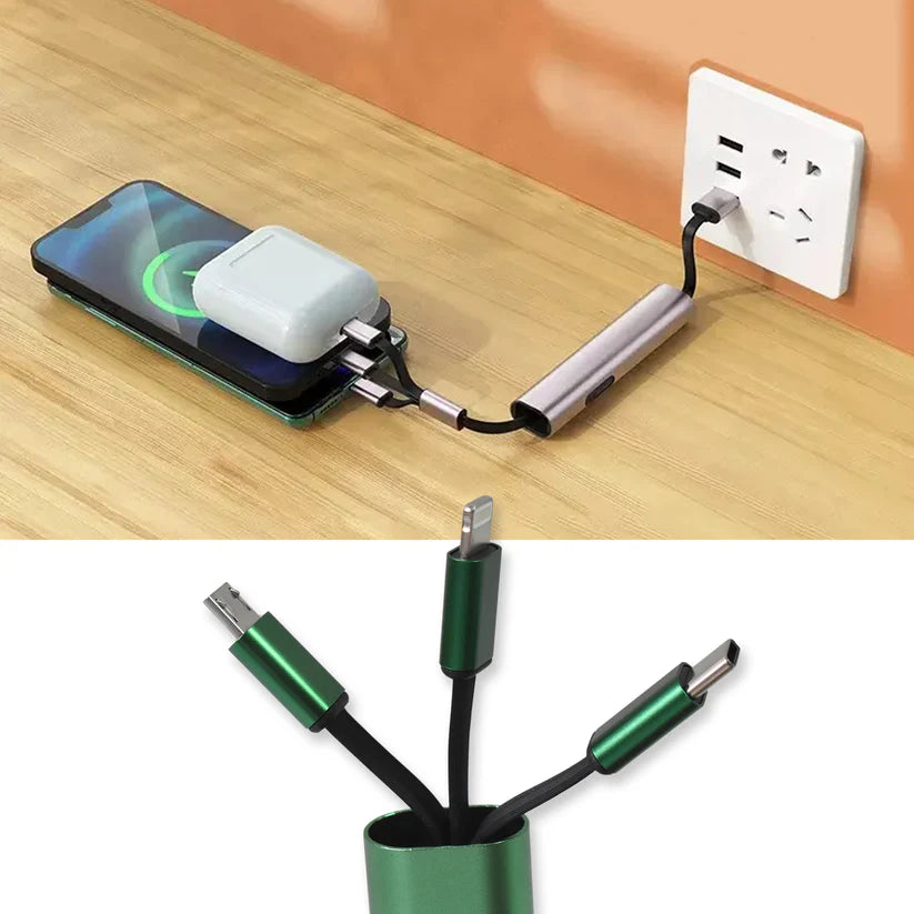 Charging Cable, 3 In 1 Extendable, Data Transmit & Charging Cable (1 Pc)