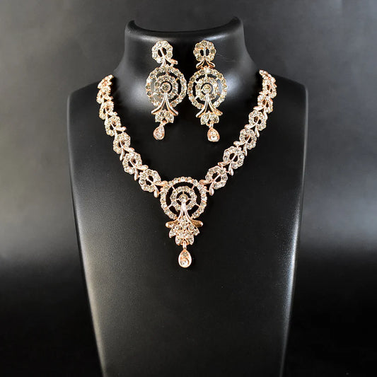 White Diamond Necklace With Earring Set
