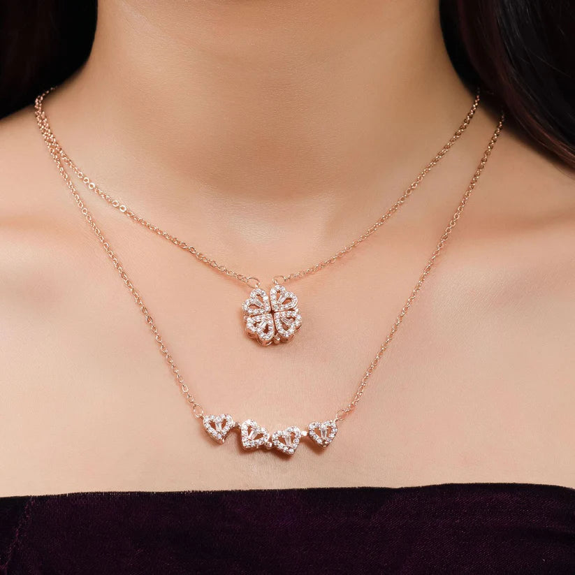 Stylish Rose Gold Plated Four Heart Pendant Gold-Plated, Copper Cubic Zirconia Brass, Copper Pendant